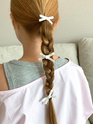 point ribbon hair pin 3set【 5color 】 No.Z035