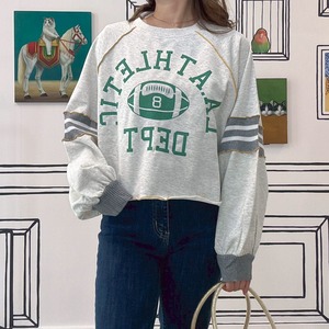 リブ切替カレッジロゴショート丈スウェット