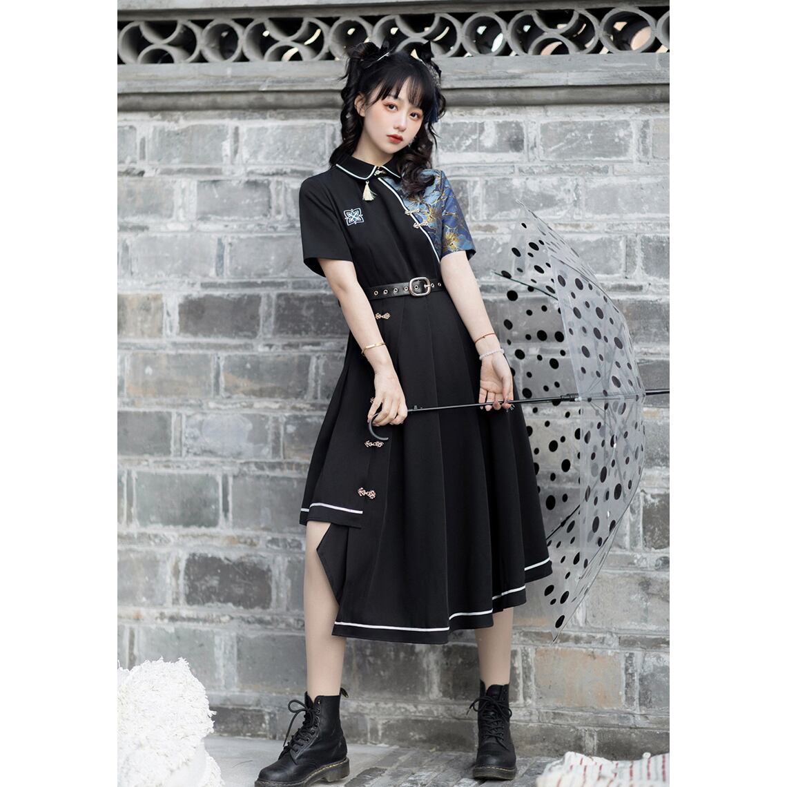 之 チャイナ風ワンピース ブラック チャイナドレス 中華服 レディース 漢服 之 之 チャイナ風ワンピース ブラック チャイナドレス 中華服 レディース 漢服 之