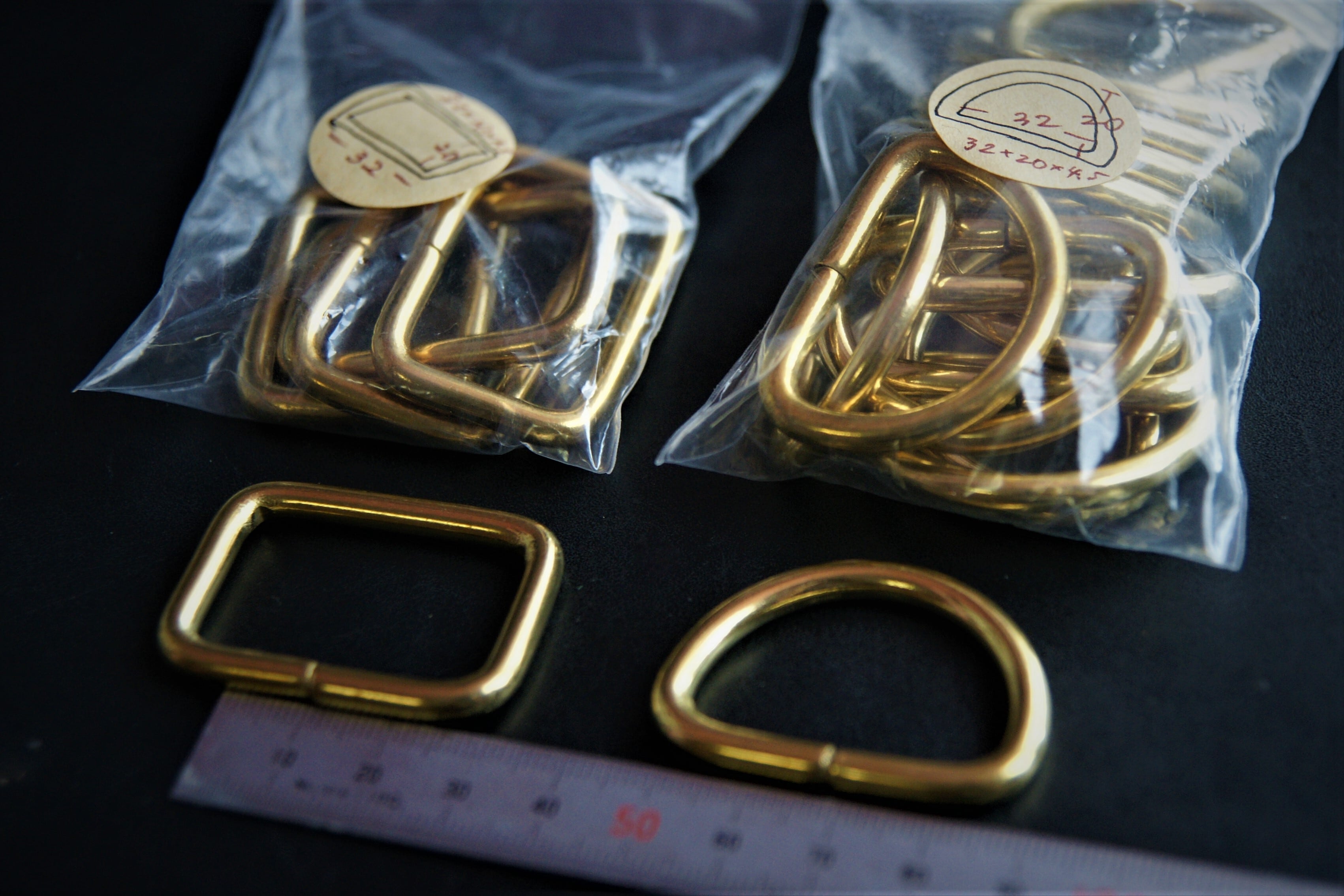 真鍮Dカン/角カン④内径32mm*20mm*4.5mm 2ヶセット | 革道具MIYAZO