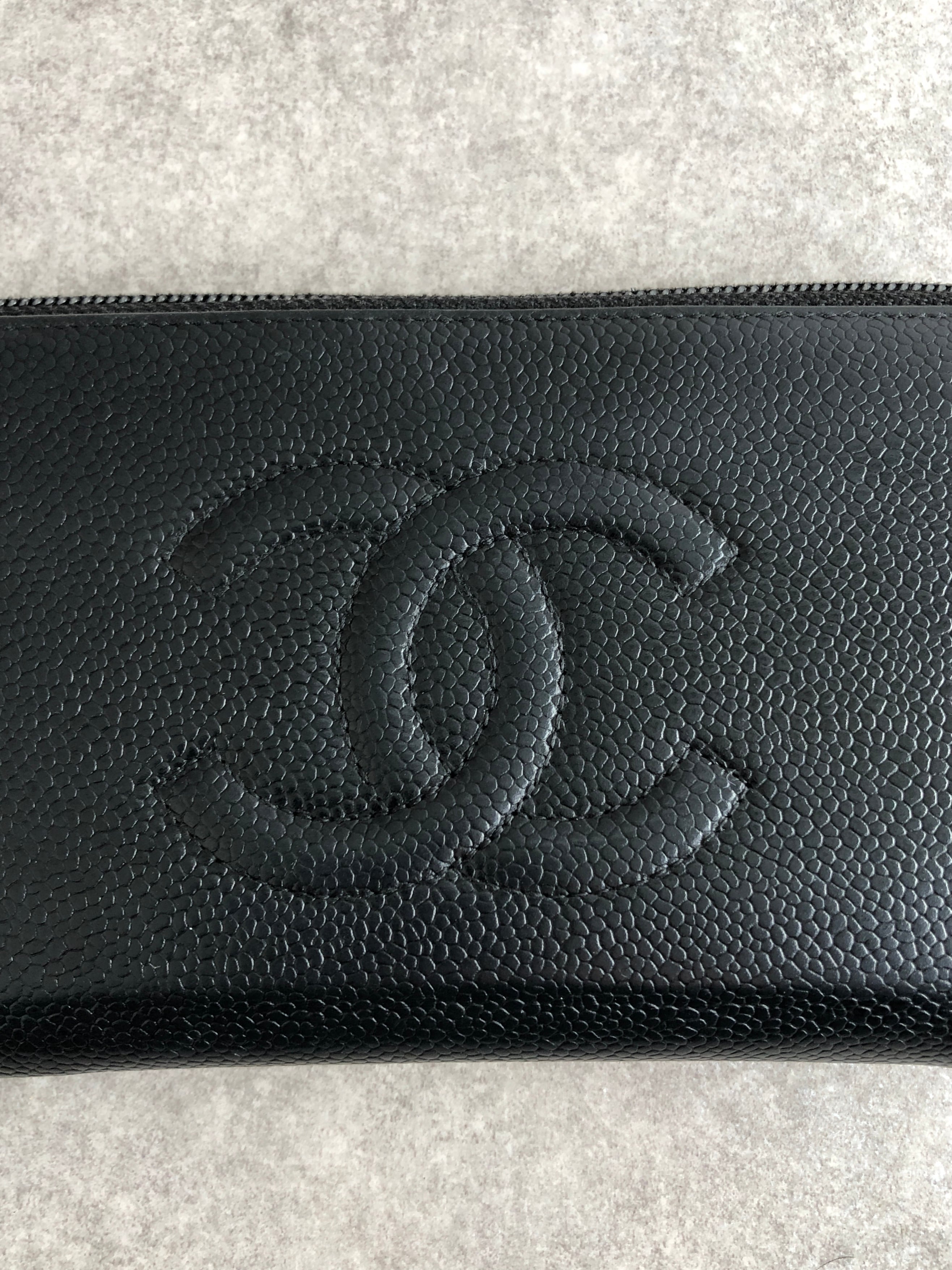 CHANEL シャネル 財布 ブラック ココマーク レザー キャビアスキン 長