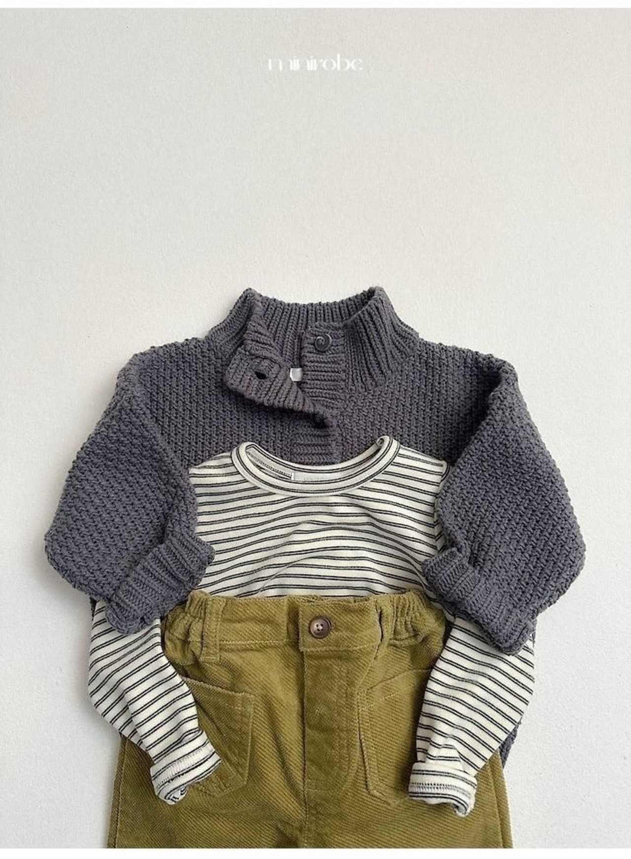 〖取寄〗韓国子供服 / 26winter / minirobe / ワッフルハイネックカーディガン / キッズ *S~XL*