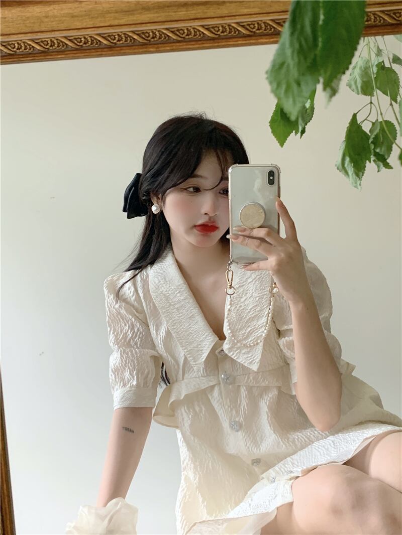 ドレス スタンダードショートスカート サマー レトロ 夏物 ブラックストロベリース25967227406