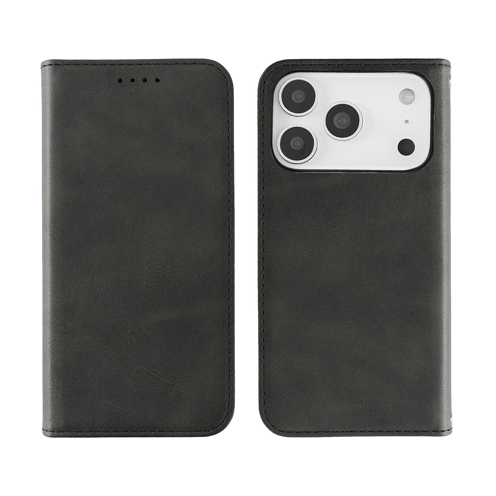 HanaRo iPhone 18Pro用 17Pro用 ケース スマホケース 手帳型ケース 手帳型 マグネット カード収納 カバー スタンド 保護 ブラック