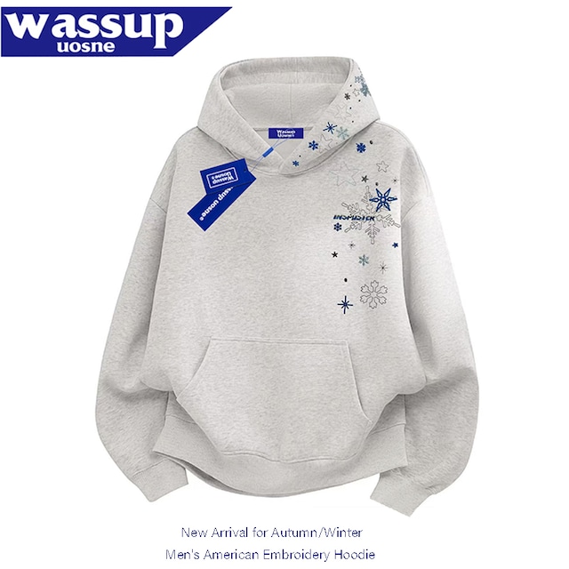 ☼着回し刺繍パーカー!【WSシリーズ】★パーカー★ ユニセックス トップス 刺繍 おしゃれ グレー 灰色