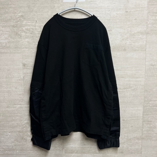 sacai サカイ 22AW Nylon Twill Mix L/S T-Shirt Black ナイロン切り替え 長袖Tシャツ ブラック 22-02933M【中目黒B04】