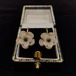 Beige layered flower earrings