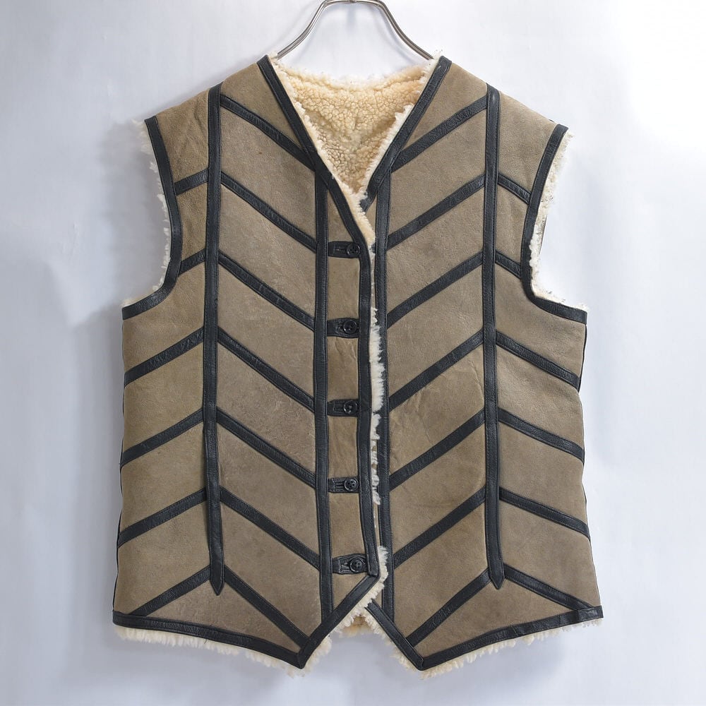 Vintage シアリングベスト ムートン ボアベスト ヴィンテージ