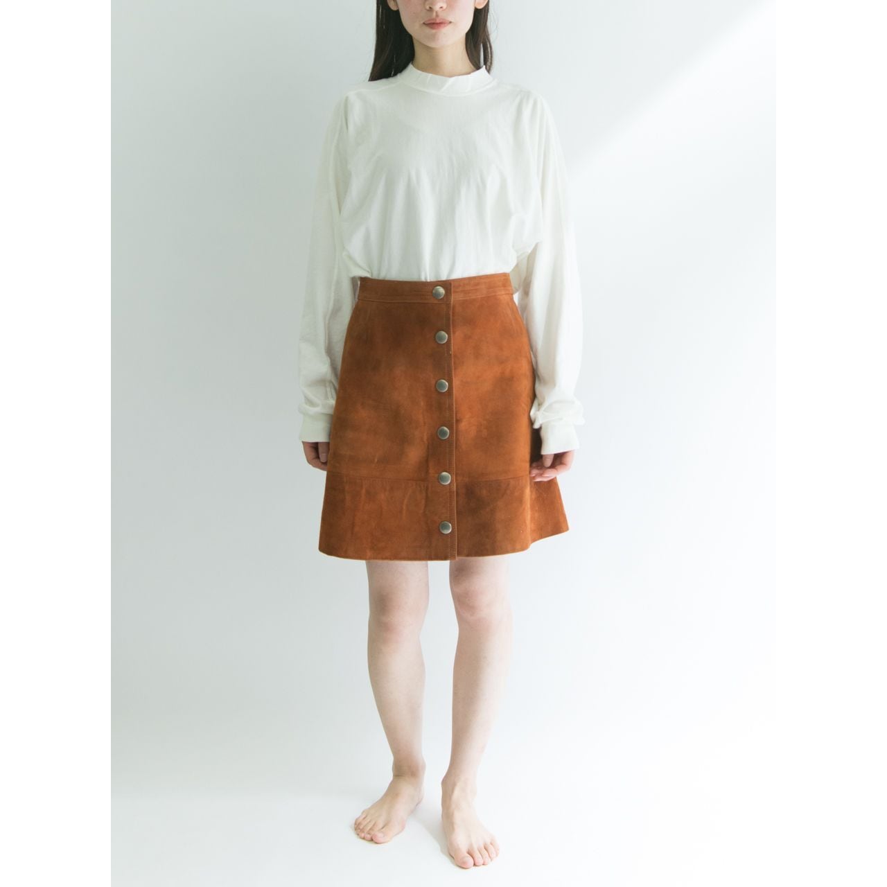 【Unknown brand】60's suede leather flare mini skirt（レザーフレアミニスカート）5c