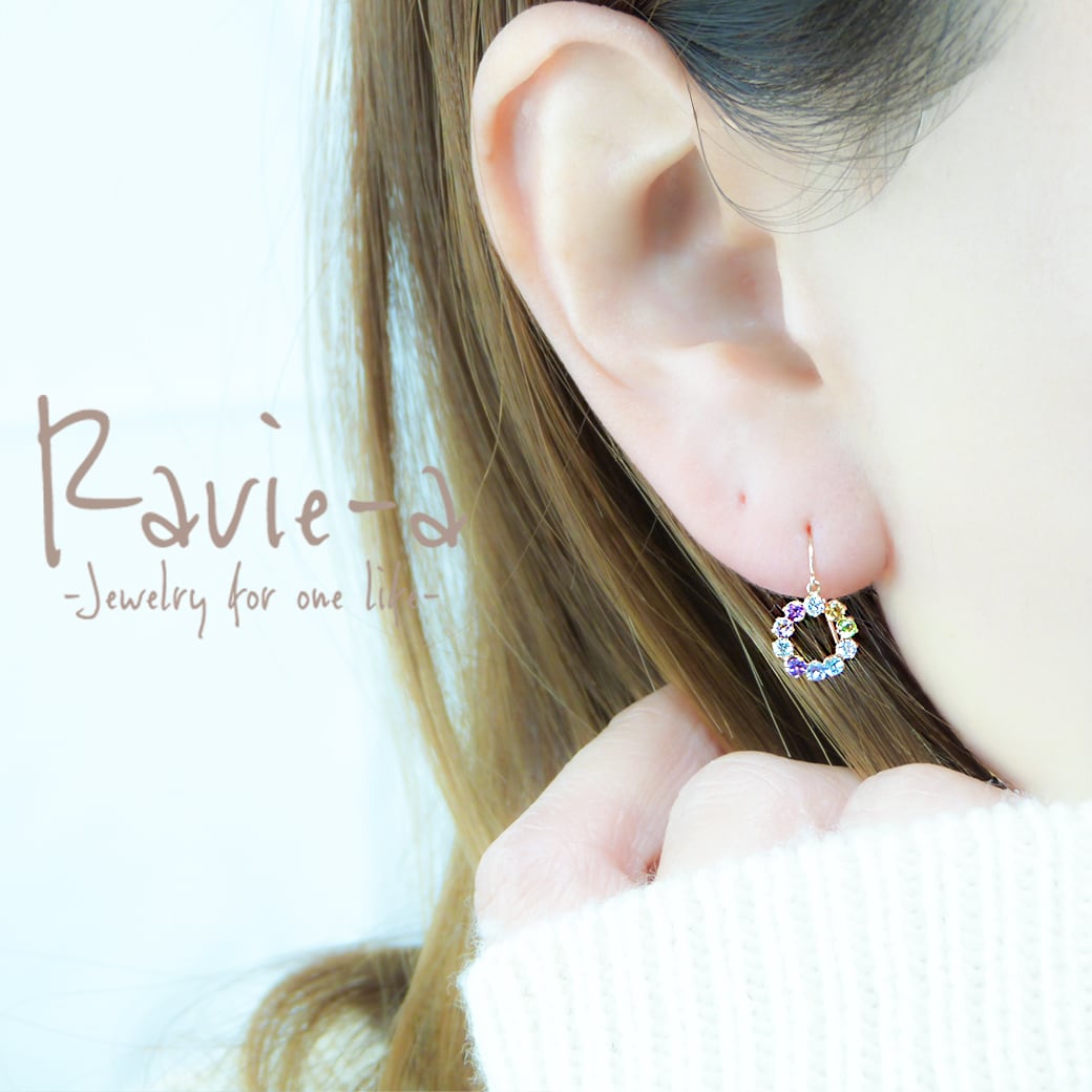 K10アミュレット天然石サークルフックピアス | Ravie-a