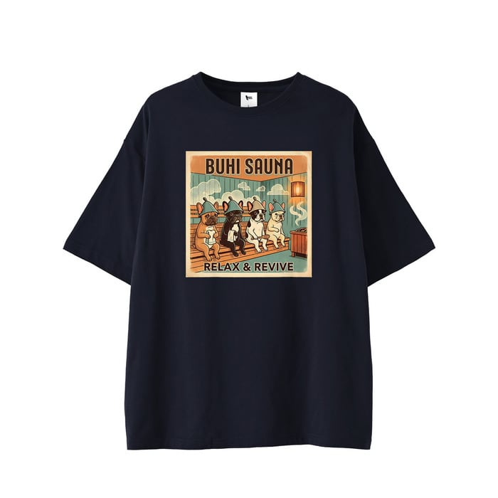 BUHI SAUNAビックシルエットTシャツ(Navy)