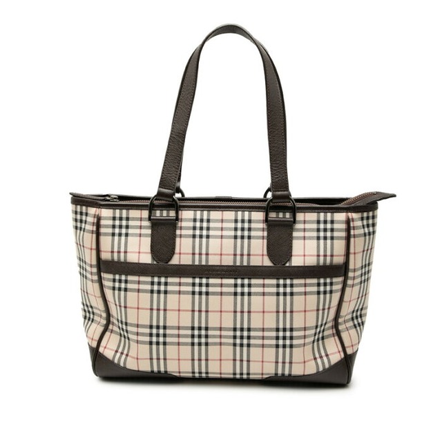 バーバリー ノバチェック ハンドバッグ ショルダーバッグ ベージュ ブラウン キャンバス レザー レディース BURBERRY 【中古】