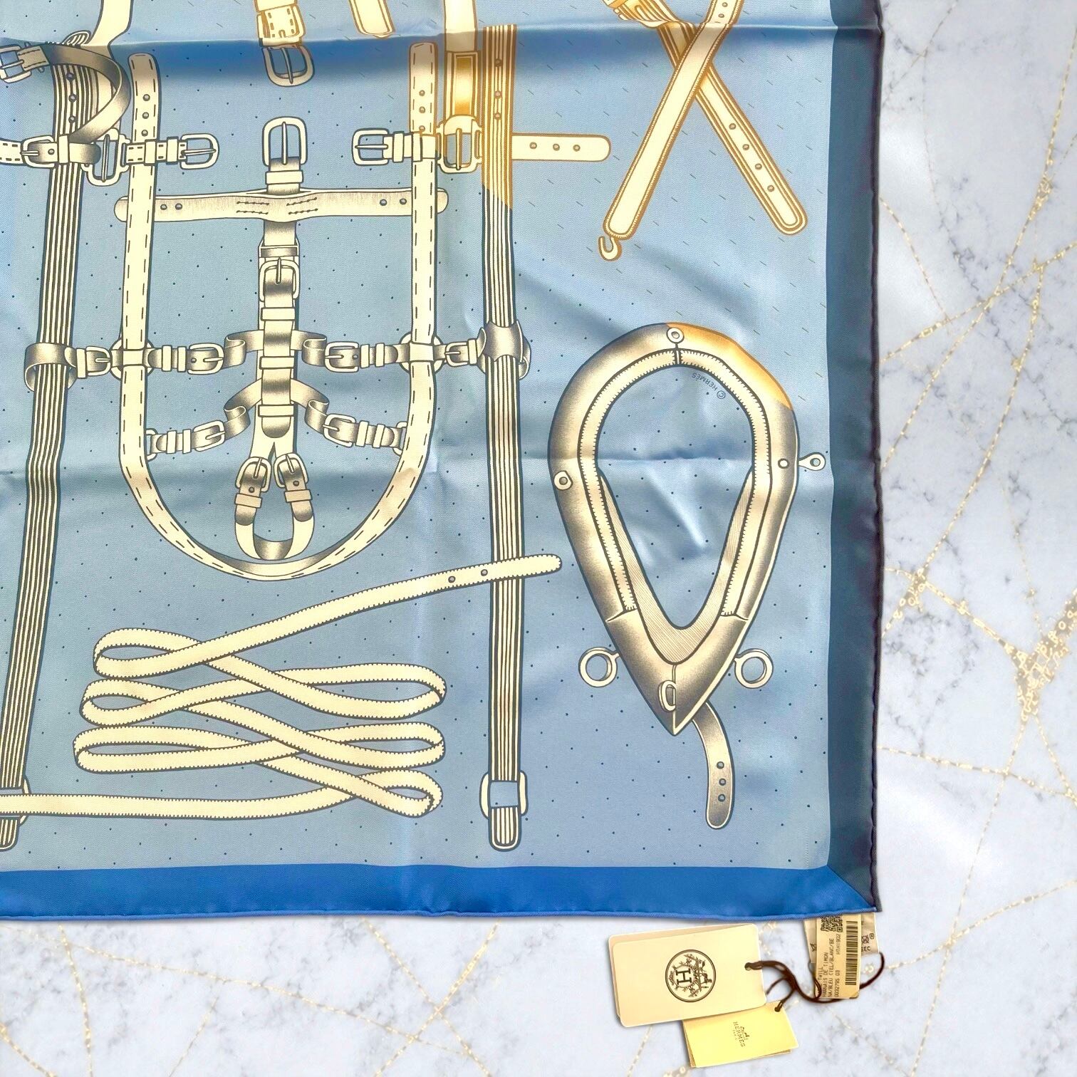 HERMES エルメス スカーフ カレ90 希少 アルネドティモン （Harnais de