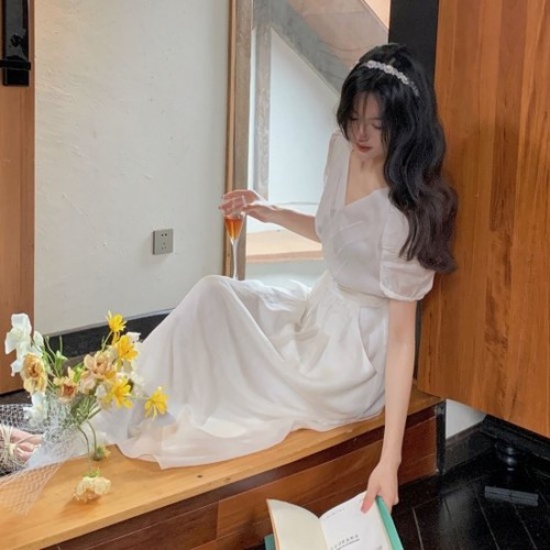 結婚式ドレス シフォン  ミモレ丈 発表会 演奏会 レディース 結婚式 ステージ衣装 エレガント ウエディングドレス カラードレス イブニングドレス Vネック 半袖 無地 シンプル