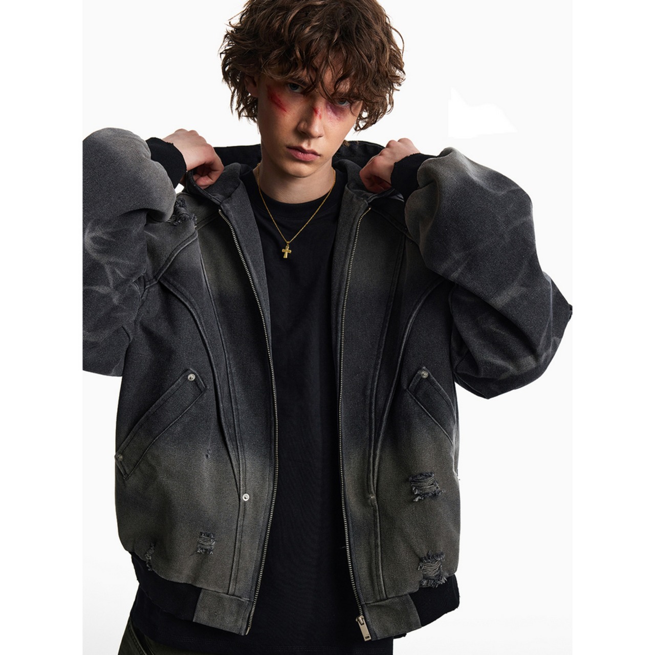 VINTAGE ストリート ウォッシュ加工 キャンバス ジャケット T1859