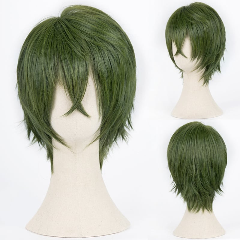 コスプレ耐熱ウィッグ 汎用カラー オリーブグリーン ショートウィッグ