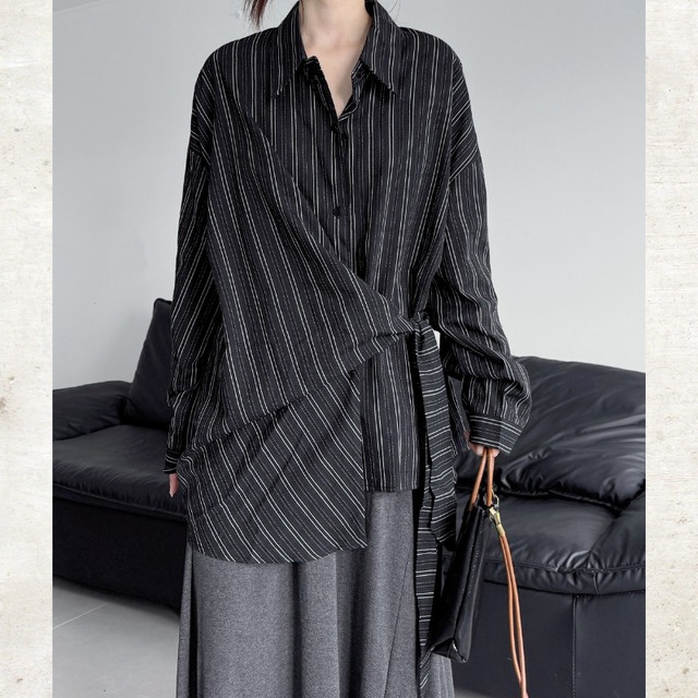 Stripe Wrap Shirt　H0335