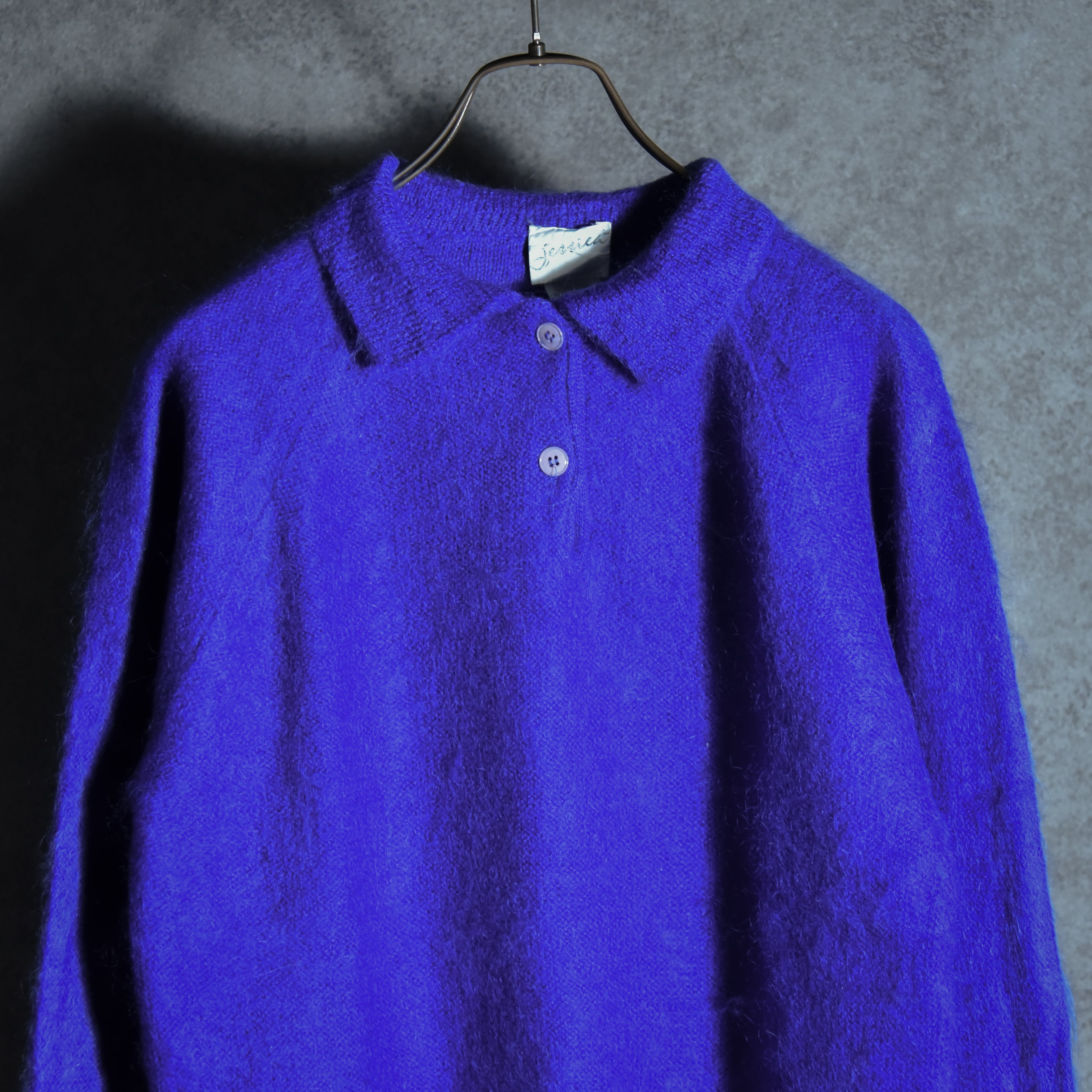 70-80s Made In Italy Kid Mohair Virgin Wool Knit Polo イタリア製
