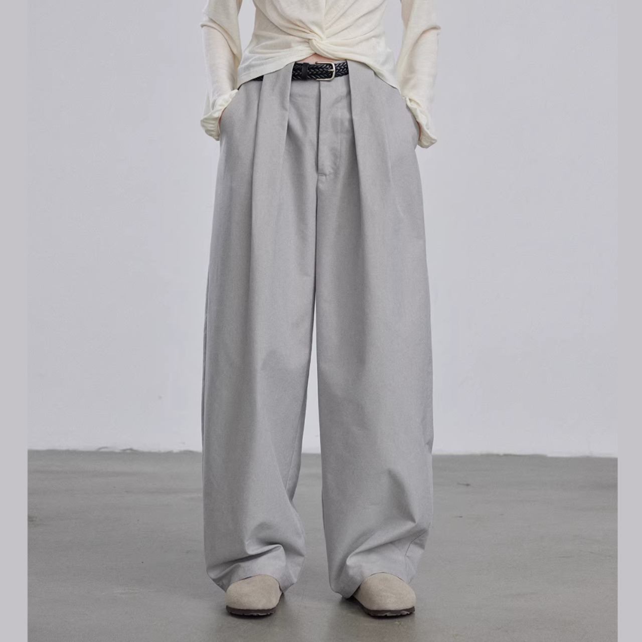 深タック入り ワイドレッグ きれいめパンツ 00156・画像4