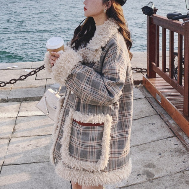 チェック ボアジャケット