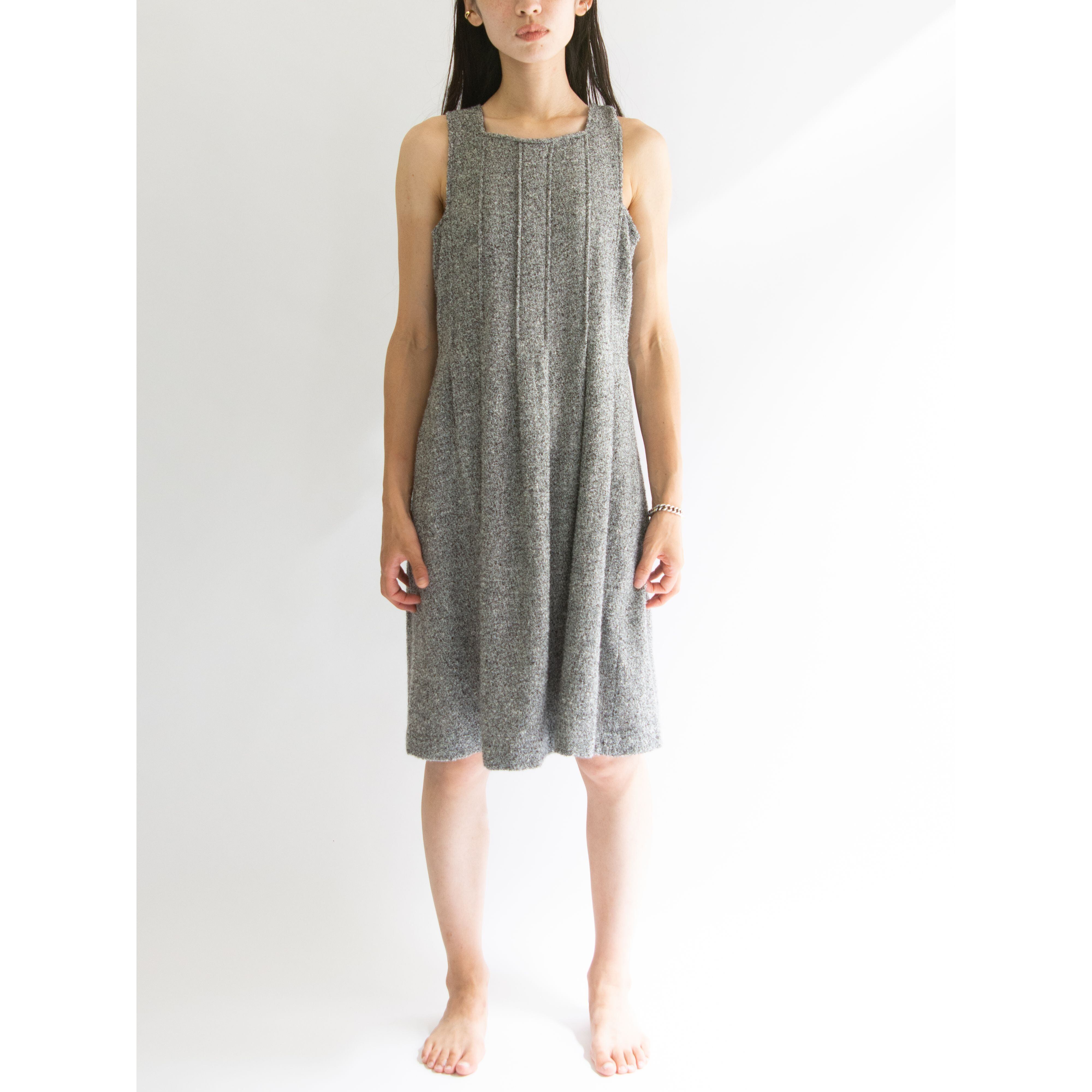 【agnes b.】Made in Japan Wool-Polyester Square Neck Dress（アニエスべー 日本製ウールポリエステル スクエアネックドレス ワンピース）