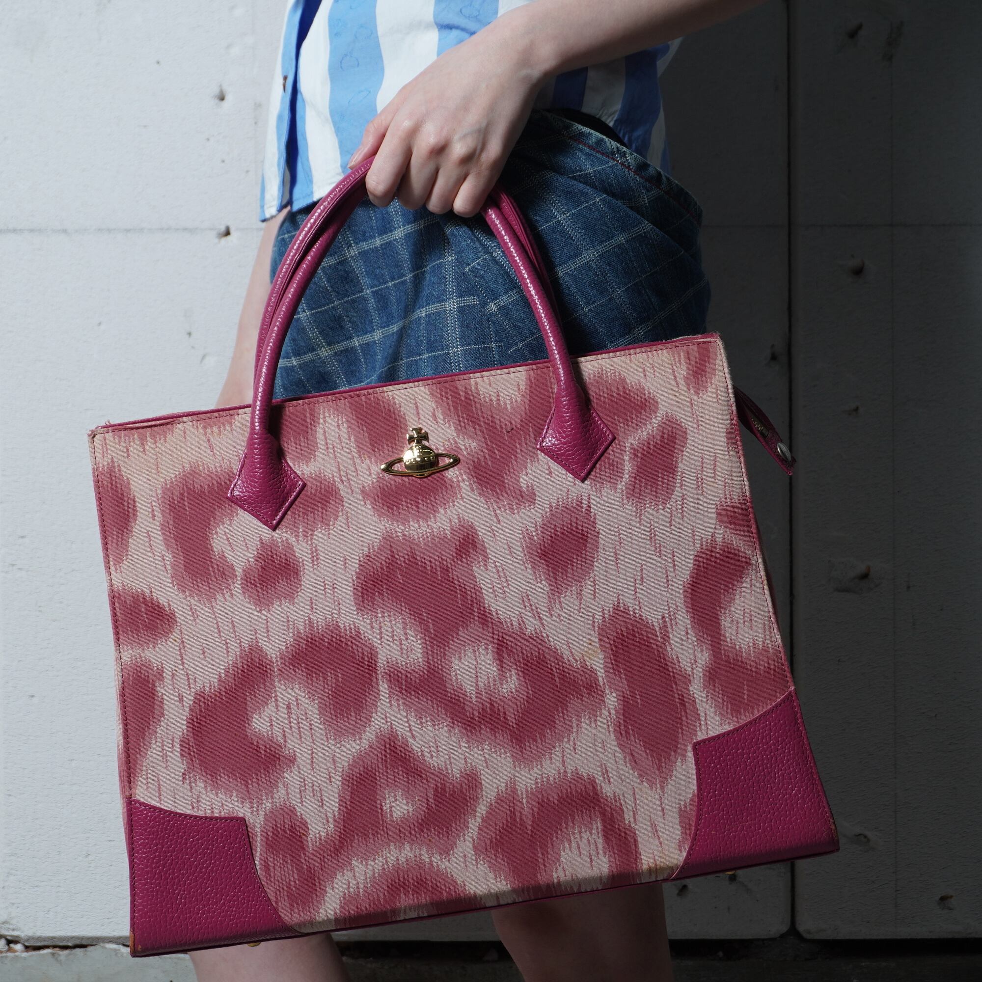 Vivienne Westwood トートバッグ オーブ レオパード ピンク Vivienne Westwood】ヴィヴィアンウエストウッド オーブロゴレオパード