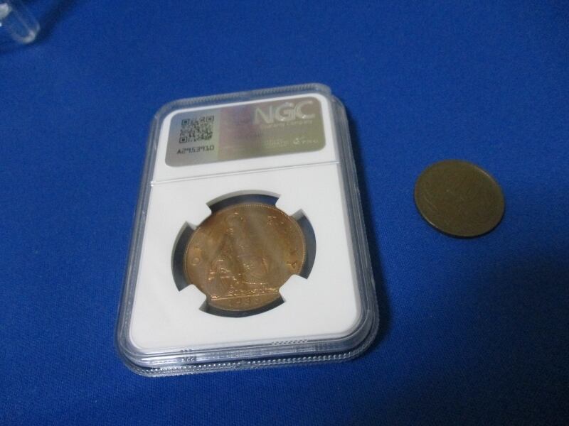 イギリス 1ペニー銅貨☆1935年／未使用／ジョージ5世／NGC MS62 イギリス 1ペニー銅貨☆1935年／未使用／ジョージ5世／NGC MS62