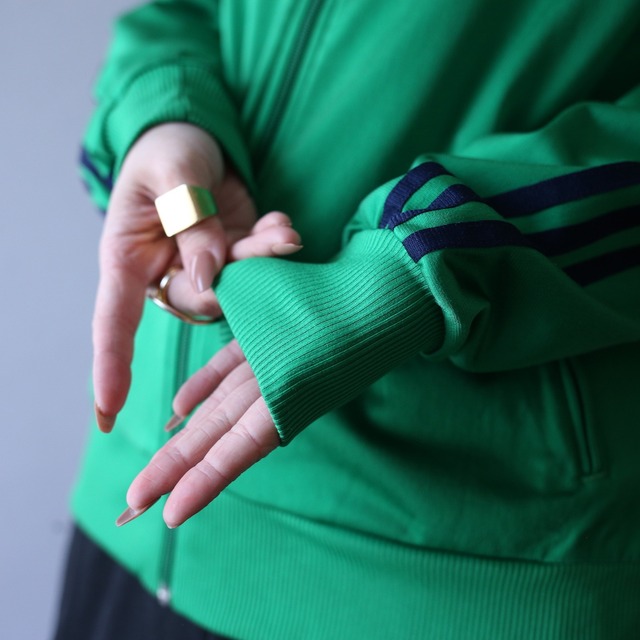 "adidas" 刺繍 front logo and back print good color track jacket