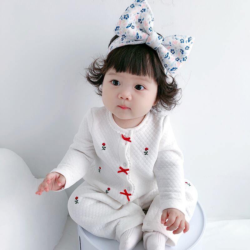 スプリングオータムロンパース オールインワン Flowerデザイン ワンピース ピンク コットン 大人ガーリー スウィート キュート カジュアル 春物 秋物 シルク フラワーデザイン 超面白いベビーショップ68077797056