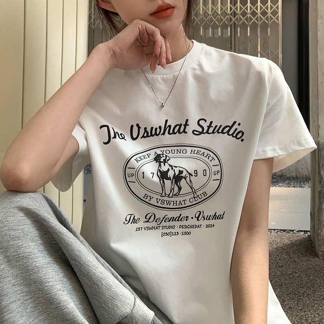 ドーベルマングラフィックプリントTシャツ 3col   R00135