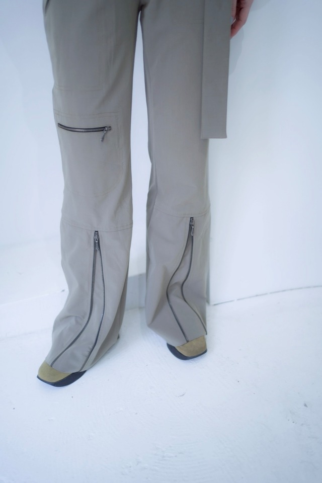 zip up design flare pants