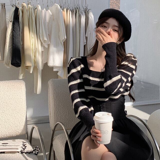 セットアップ レディース 2点セット ボーダー ニット ミニスカート