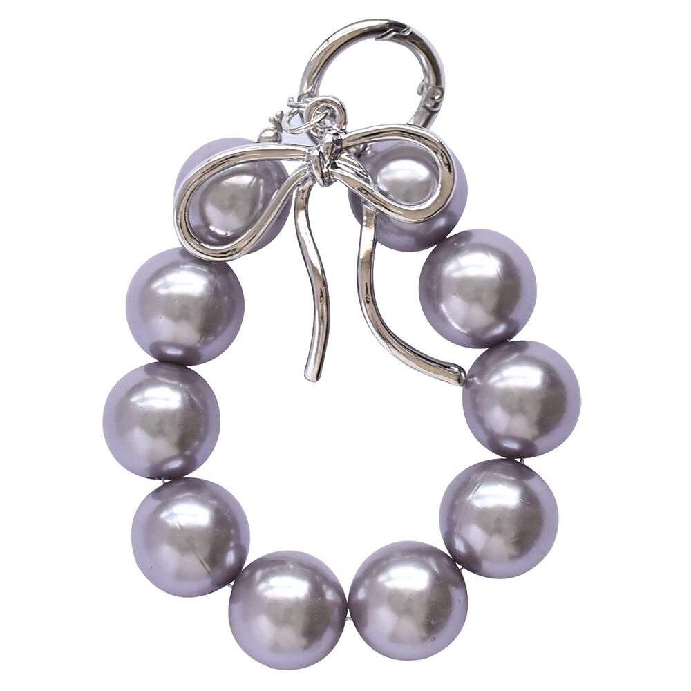 リボン パール チャーム メタル キーホルダー バッグチャーム