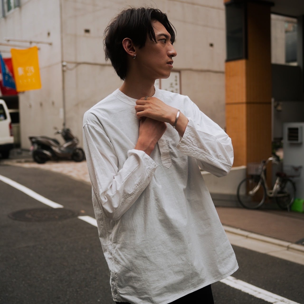 70's Russian Military Henry-neck Sleeping Shirt【DEAD STOCK