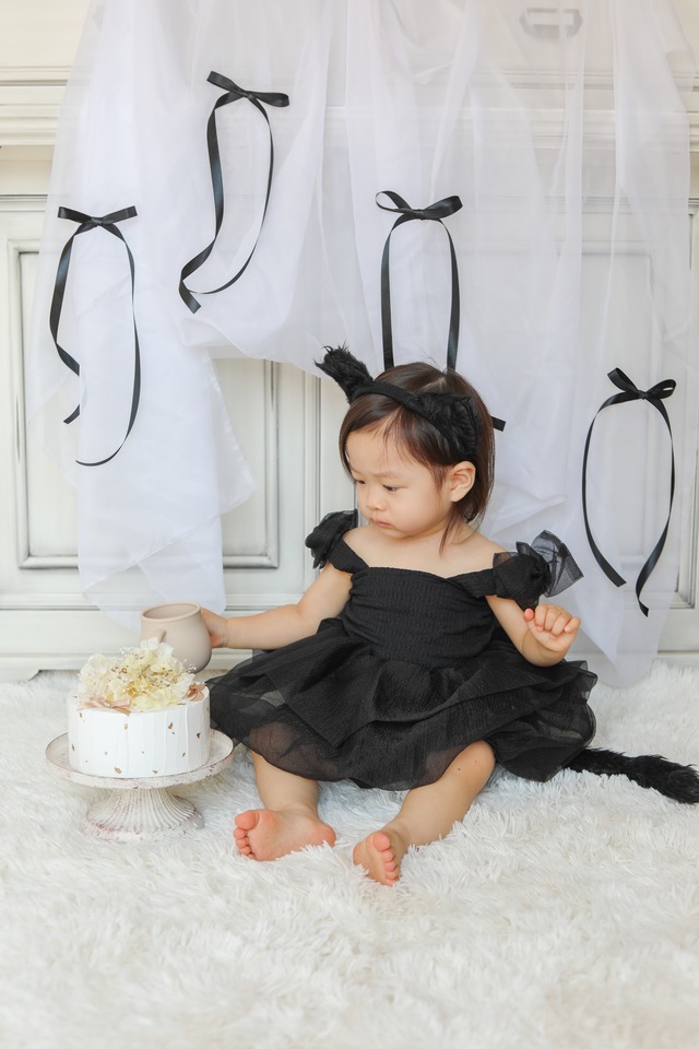 即納ふわふわラッフルドレス　black　