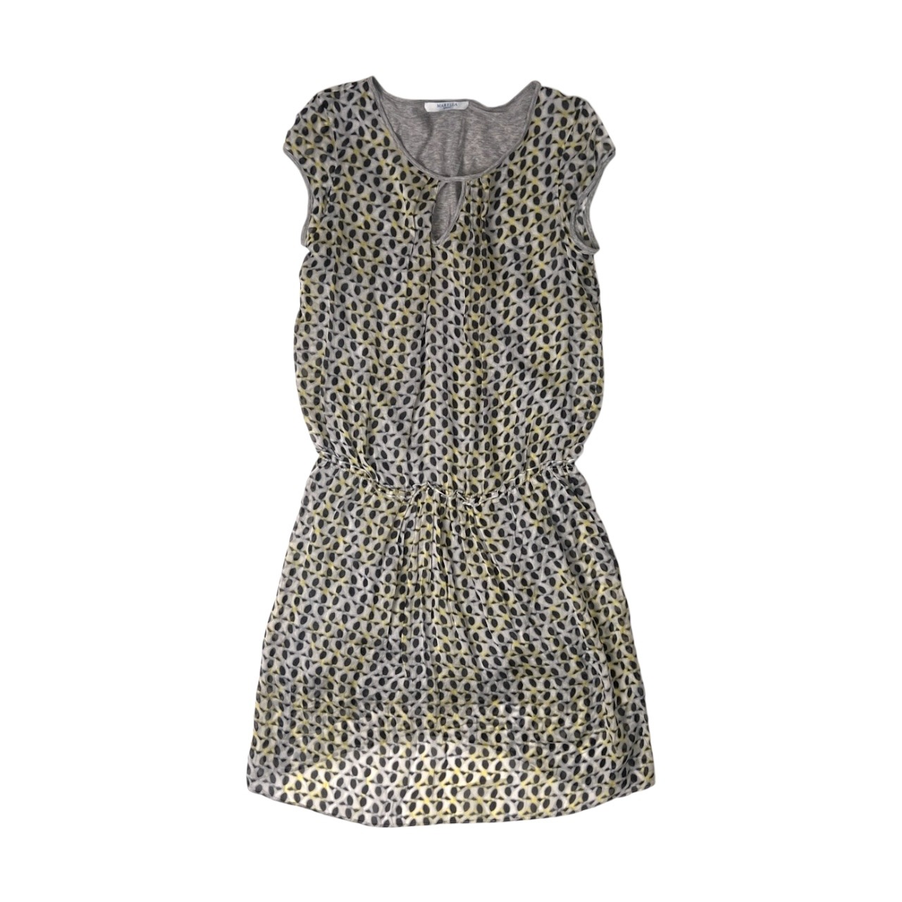 MARELLA マレーラ シルク&コットン 総柄 デザインワンピース 42/グレー イエロー