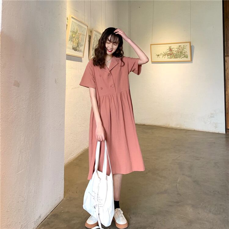 ファッション新作無地スリム韓国風洋服半袖ワンピース | 75shops ファッション新作無地スリム韓国風洋服半袖ワンピース | 75shops