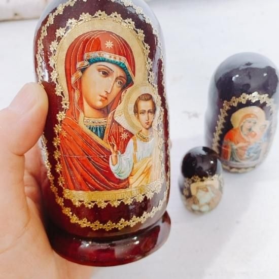 3ピース ロシア正教・イコンのマトリョーシカ Kazan Mother of God(2