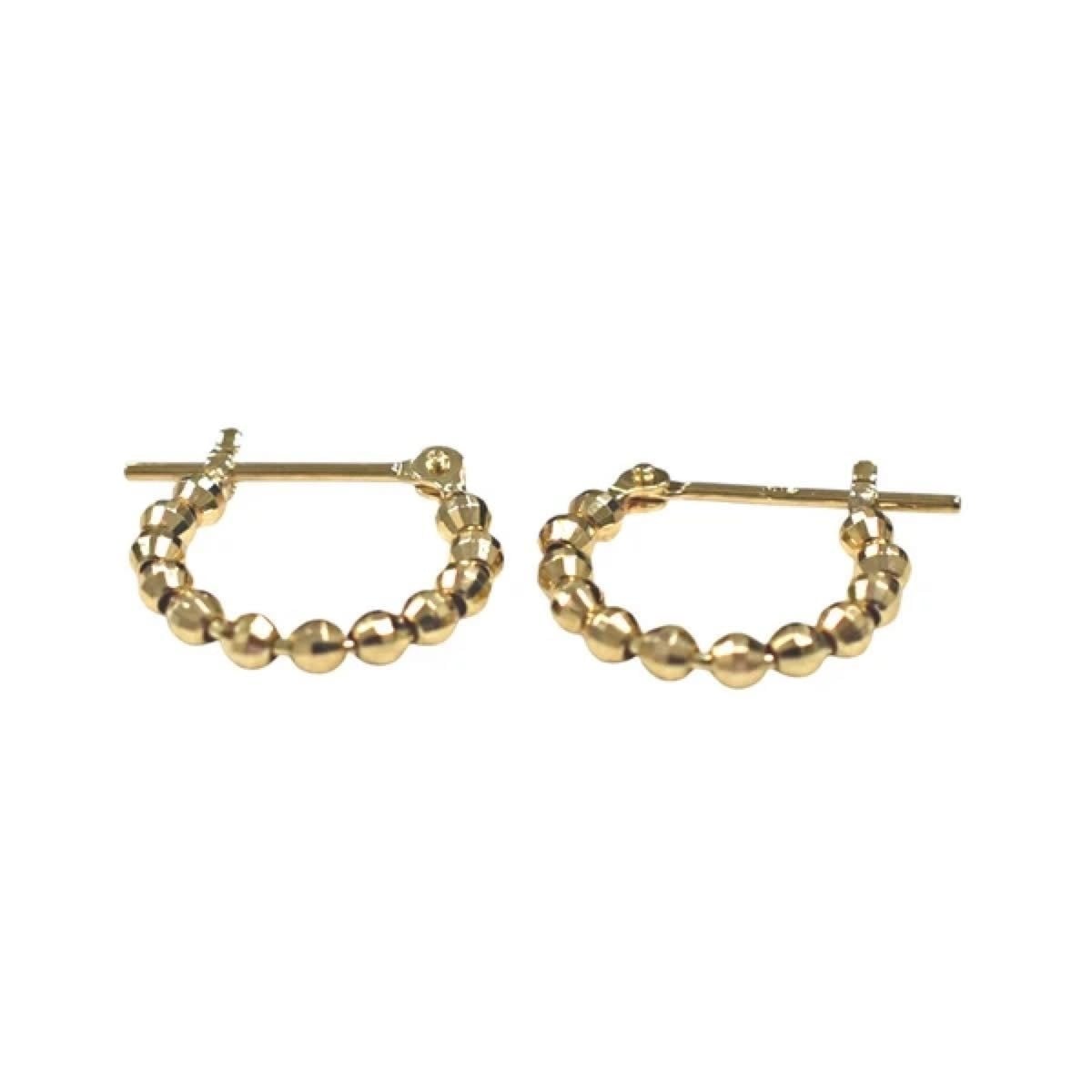 淡水パール ミラーボール18k フープピアス 18金】ミラーボールフープピアス K18 直径11mm 日本製 新品 | meilstudio