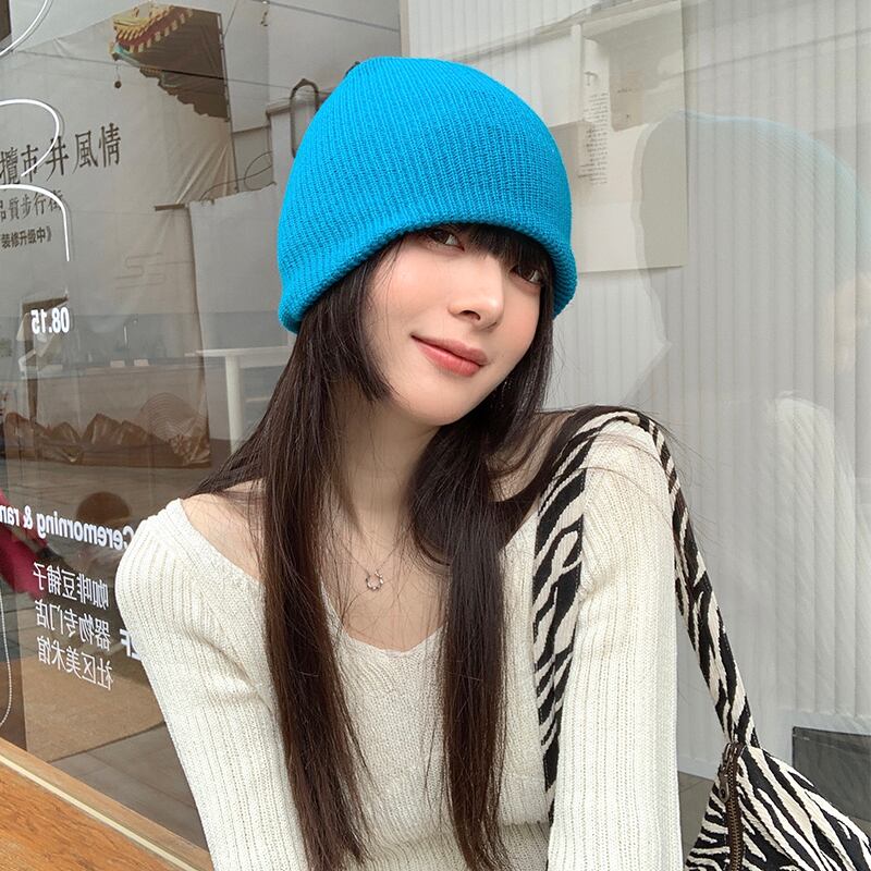 オータムウィンターウールレッドブルーニット 帽子 秋物 冬物 ブラック・アイド・ピーズ25968263516