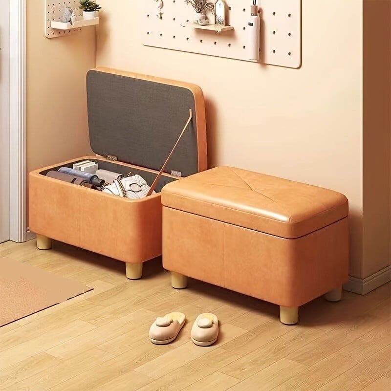 スツール コンパクト ソフトエッジ 収納 付き おしゃれ かわいい インテリア 省スペース 多機能 ドレッサー チェア 化粧 椅子 いす イス オットマン リビング オレンジ ブルー グレー