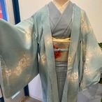 羽織 水色ぼかし 白バラ バラ地模様 トールサイズ