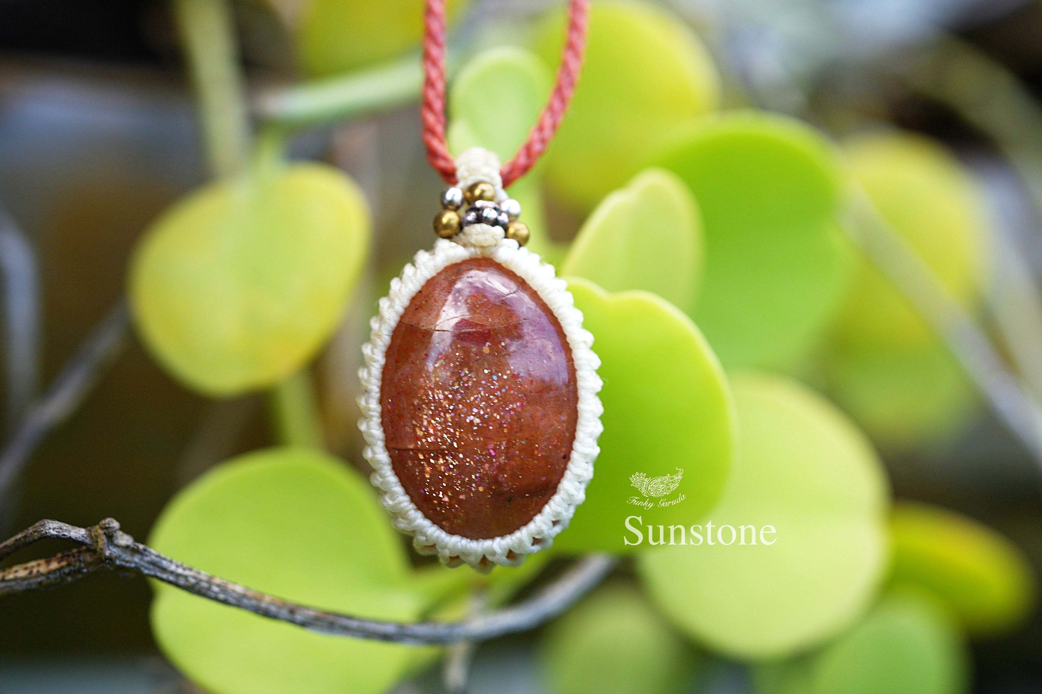 夕日の夢色★サンストーン マクラメネックレス1300