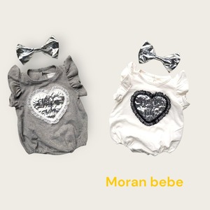 [Moran bebe] Lace Heart Bodysuit Set-up / [모란] 레이스하트슈트세트