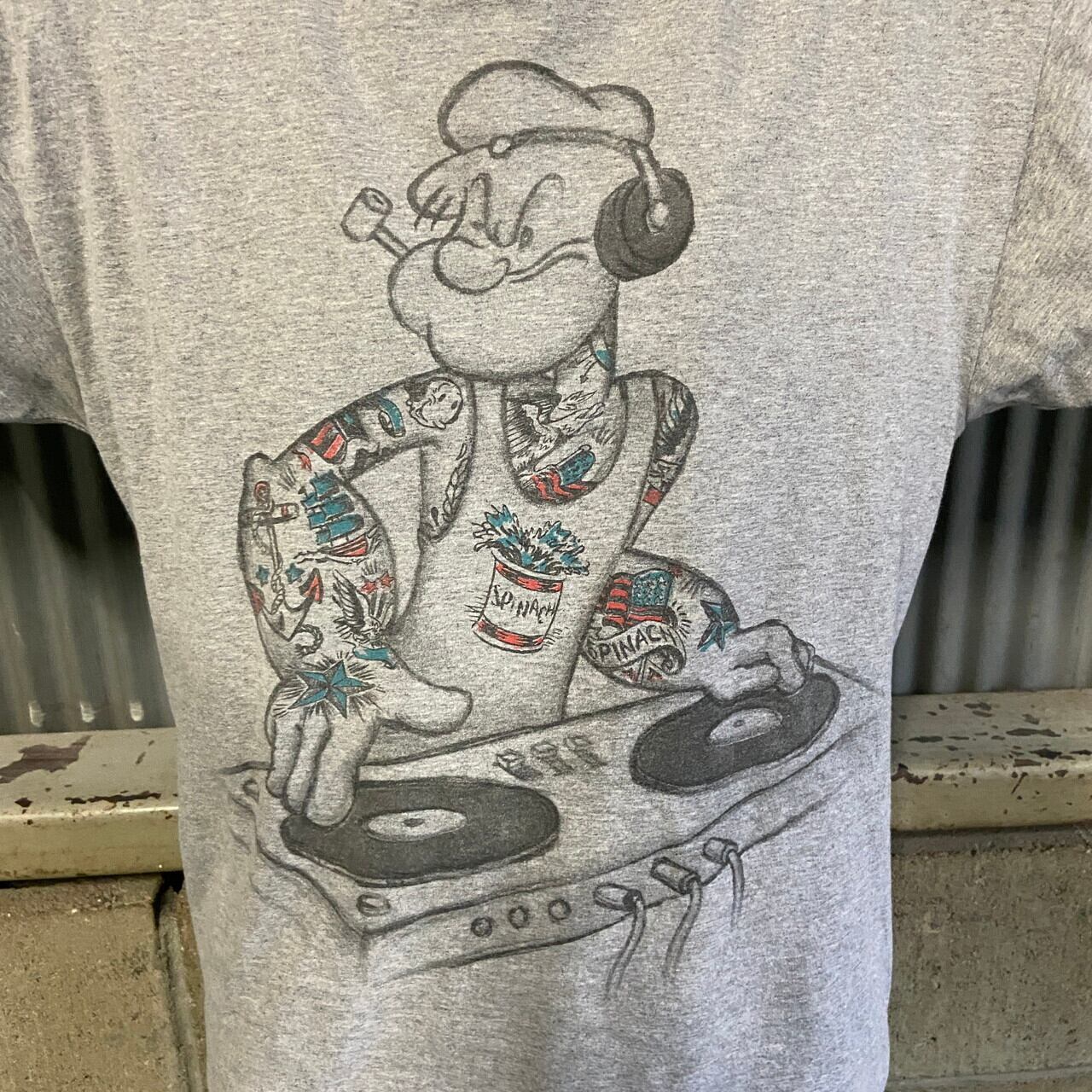 POPEYE ポパイ DJ キャラクタープリントTシャツ メンズM 古着 ライト