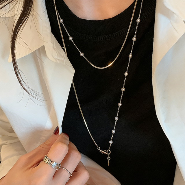 suzyaccフェイクパール 2WAY ツイストロングネックレス