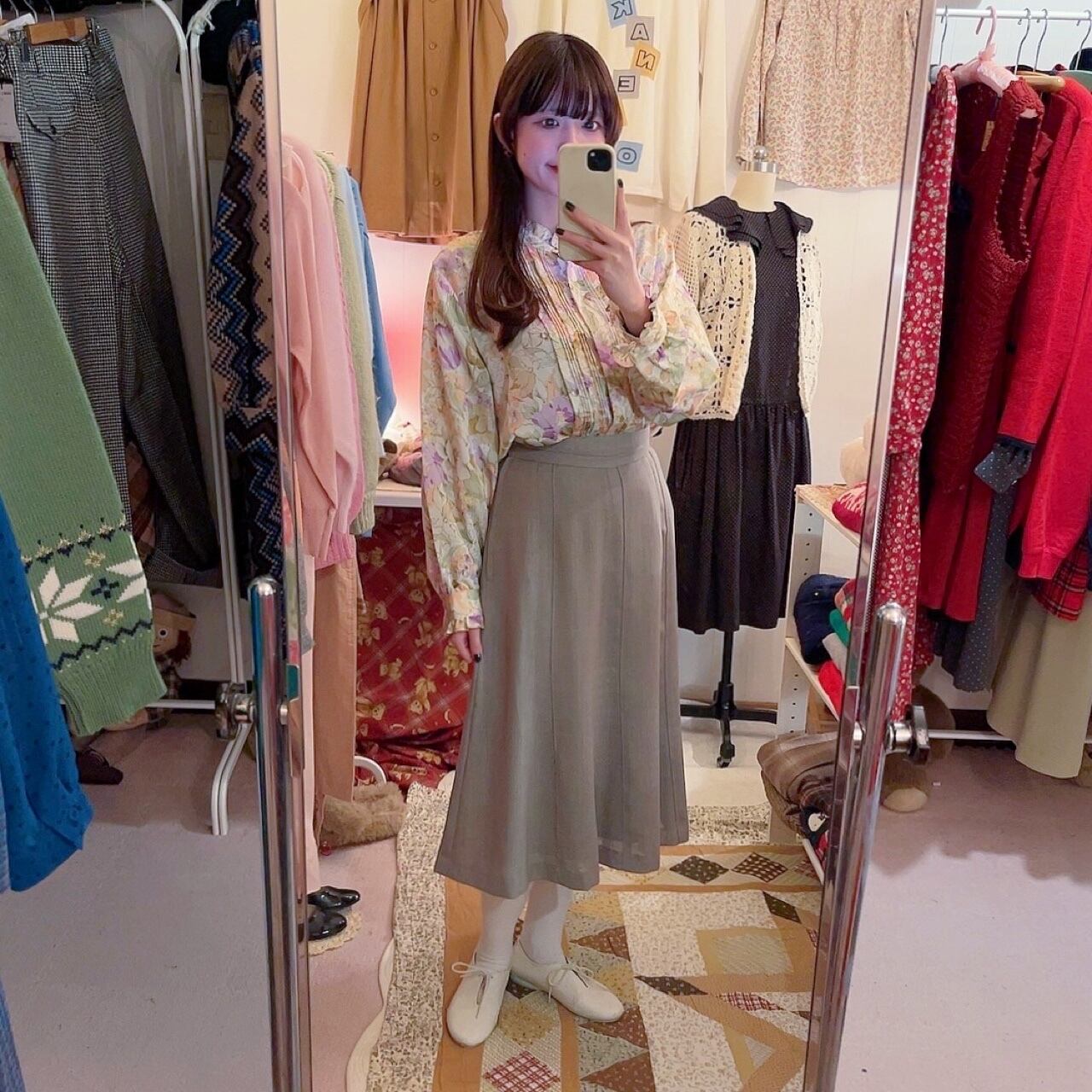 watercolor flower frill stand coller blouse