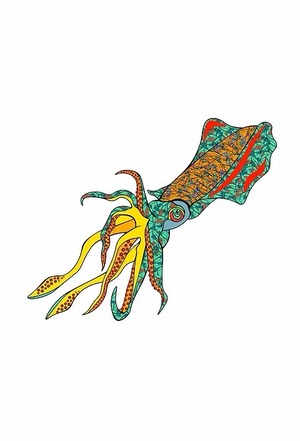 アオリイカステッカー　Lサイズ　ネイビーアパレル