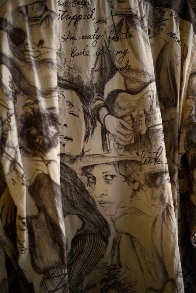 blackbird / Open collar shirt  drawing print