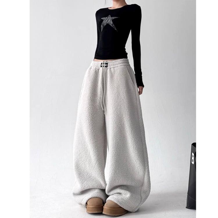 ルーズフィット フルレングス ドローストリング パンツ ◆2col L00123